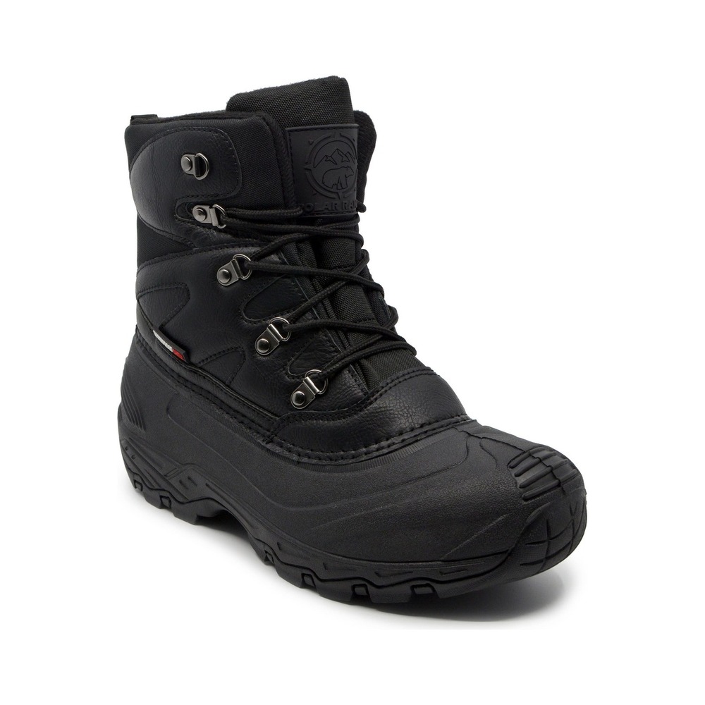 Polar Range Mens Snow Boots Waterproof Winter Hiking Work Boots Black